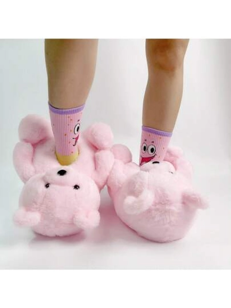 Waterproof And Thick-Soled Bear For Women Slippers And Plush Cotton Shoes Footwear Walking Comfort Slippers Girl Walking Shoes Flipflop Tsinelas