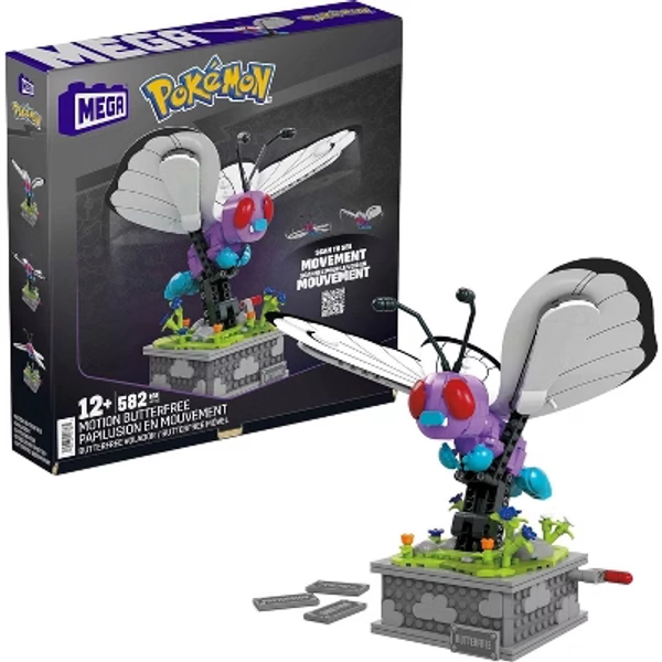 MEGA Pokémon Building Toys Set, Motion Butterfree with 582 Pieces, 7 Inches Tall, Moving Wings, Kids or Adult Collectible