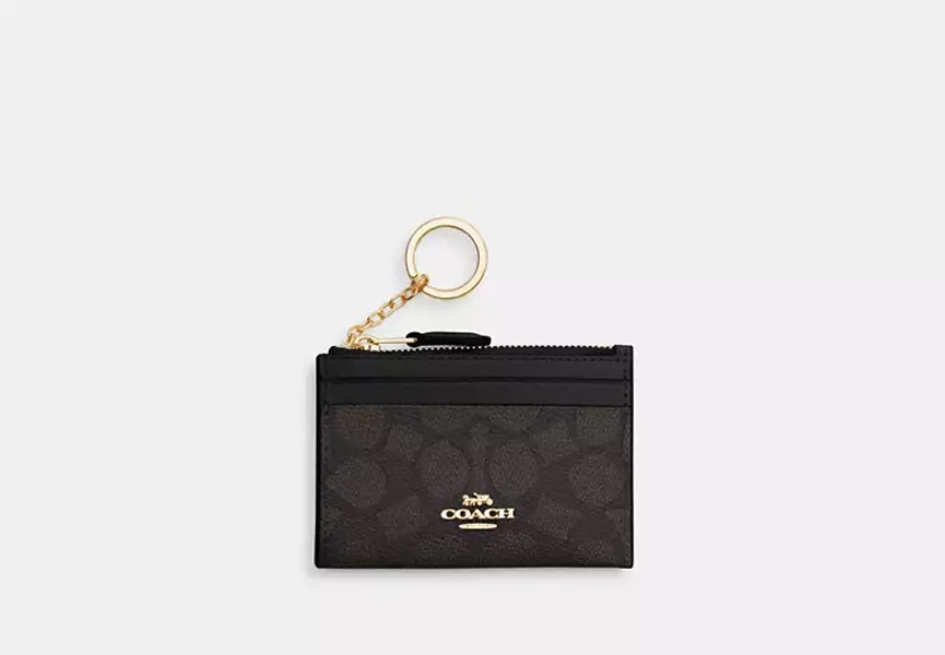 Im/Walnut/Black Mini Skinny Id Case In Signature Canvas