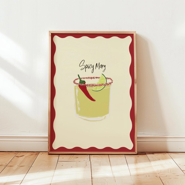 Spicy Margarita Kitchen Print: Trendy Cocktail Wall Art