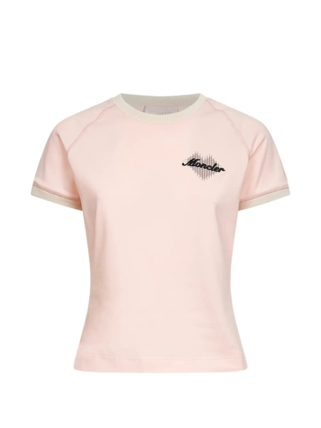 Moncler heart-print Ribbed T-shirt | Pink | FARFETCH