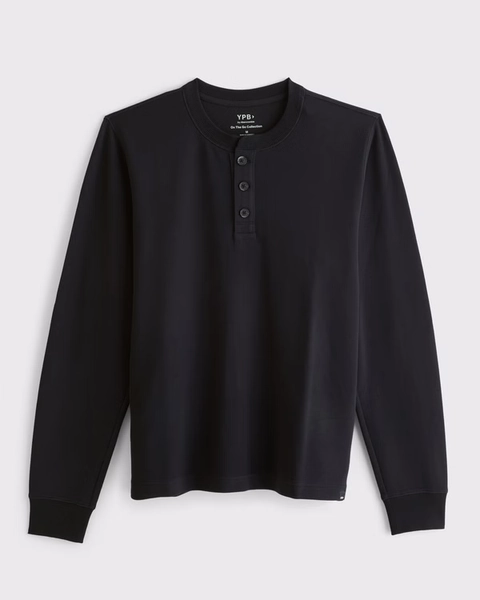 YPB Active Waffle Texture Long-Sleeve Henley Tee