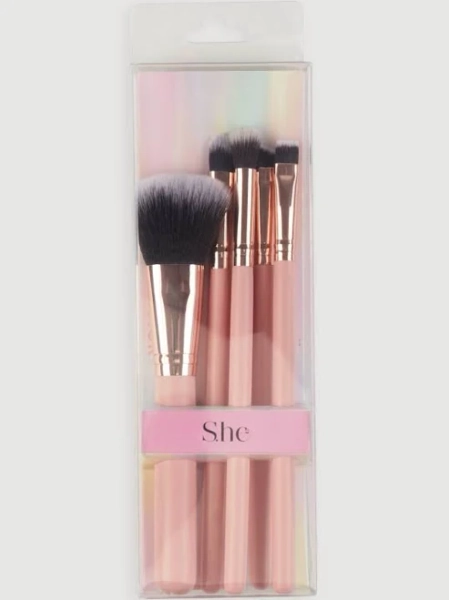 Womens Ombre Makeup Brush 5 Piece Set, Pink, Size NO SIZE - Rainbow Shops