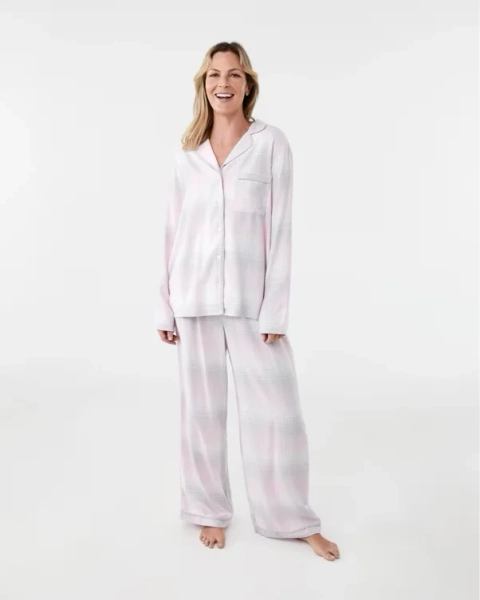Viscose Blend Classic Flannel Pyjama Set Large Chk Size 10