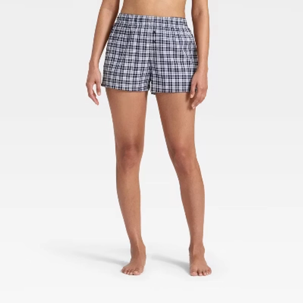 Women's Boxer Pajama Shorts - Wild Fable™ Navy Plaid M