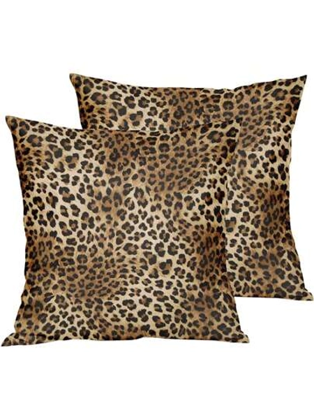 2/4PCS Brown Leopard Print Pillowcase Cheetah Pillowcase Soft Leopard Print Pillowcase Decorative Cushion Cover For Family Sofa Bed Sofa On One Side No Pillow Core