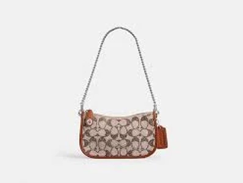 Coach Swinger Bag 20 With Chain In Crystal Signature Jacquard