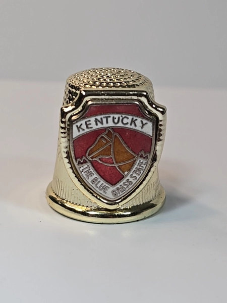 Kentucky Travel Souvenir Thimble Gold Color Metal