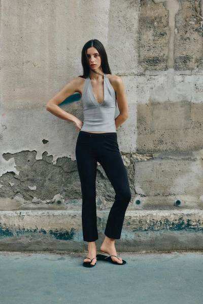 STRETCH BAND HALTER TOP - Light gray - S