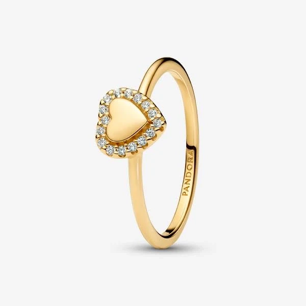 Pandora 14K Gold-Plated Engravable Heart Halo Ring