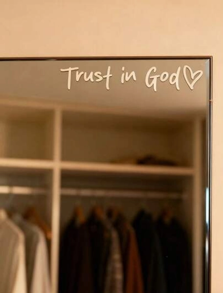 1Pc Trust In God Rearview Mirror Decals, Automotive Vinyl Rear View Mirror Decorative Stickers, Waterproof Trust In God Stickers For Car Truck Laptop, Car Accessories