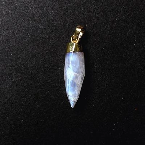 Beautiful Rainbow Moonstone Petite Spike Point Pendant Charm with gold electroplated - Gold Real Moon Stone Spike Pendant (SG48_06)