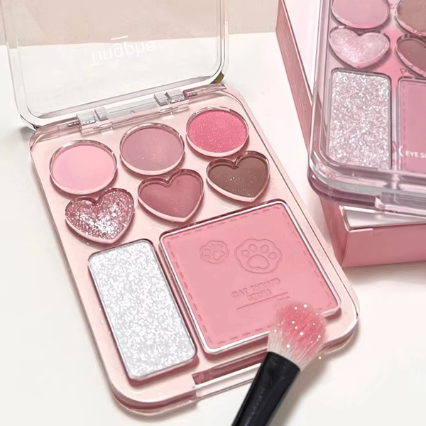 8-Color Pink Orange Eyeshadow Palette Facial Blusher Highlighter Brightening Lasting Heart-shaped Eye Shadow Makeup Cosmetics - AliExpress 66