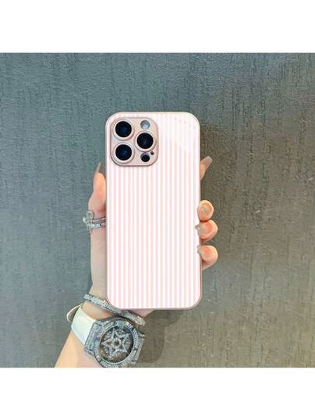 Pretty Pink Stripe Design Element-Design Phone Case, Suitable For IPhone Models 16, 15, 14 Pro Max, 13, 12, 11, XR, XS Plus Phone Cases, Made Of TPU Silicone Material, Providing Shock And