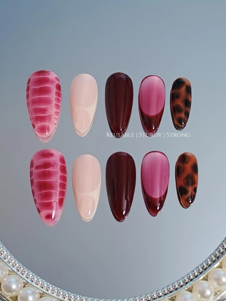 Classic Tortoise Shell Amber Press On Nails | Handmade Press Ons Faux Acrylic Gel Nails, Short Long Nails, Cat Eye Nail Art, xh419