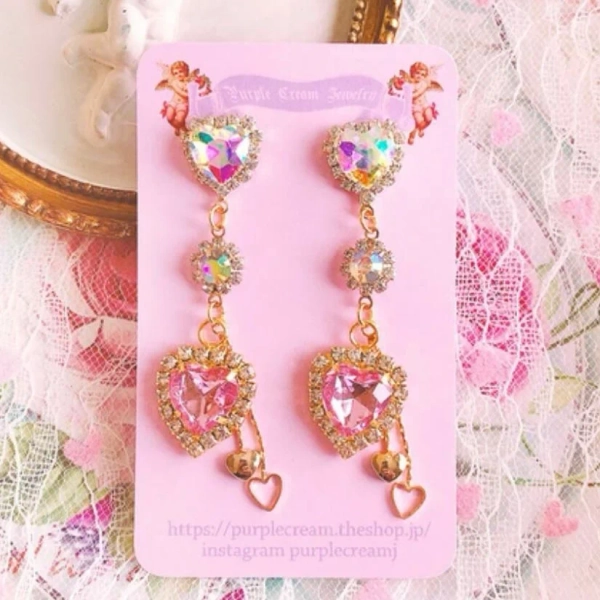 Gorgeous Heart Bijou Earrings P578 Korean Accessories Made in Japan Official Kawaii Japanese Merchandise Store | Next-Day UK Delivery