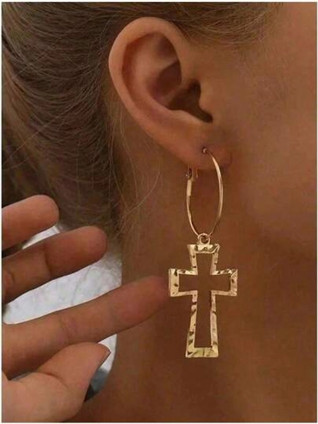 Hollow Cross Long Earrings - Women's  Hypoallergenic Statement Jewelry, Perfect For Daily Wear, Dates & Parties, Ideal Gift