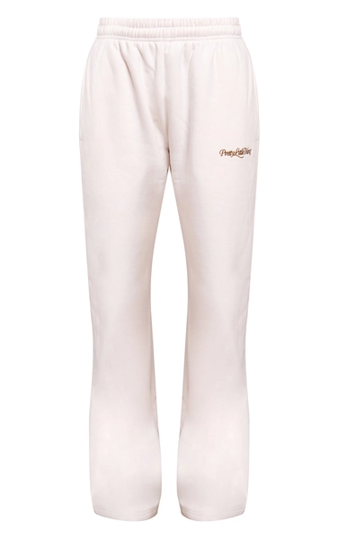 Prettylittlething Cream Cotton Fleece Straight Leg Sweatpants