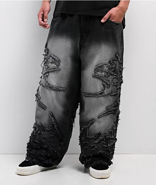 Vitriol Drained Black Wash Ultra Wide Leg Jeans