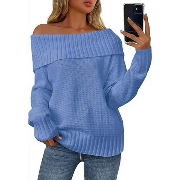 PRETTYGARDEN Womens Off The Shoulder Sweater Long Sleeve Loose Knit Pullover Sweaters Fall Going Out Tops