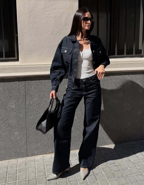 Gecroppte Jeansjacke mit Puffärmeln - Damen | Bershka