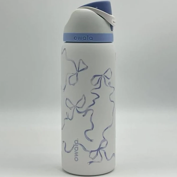 32 Oz Owala Water Bottle Tied And Ture sip Blue Bow Bottle