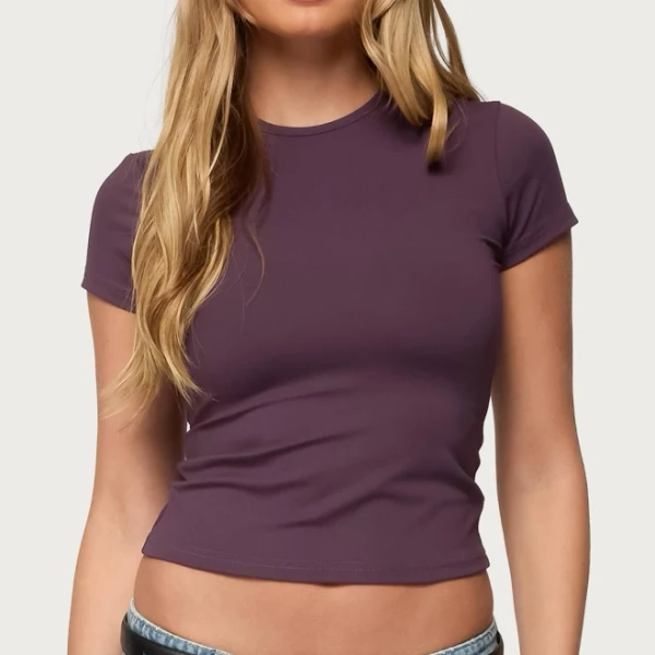 Edikted Tay Short Sleeve Stretch Crop Top