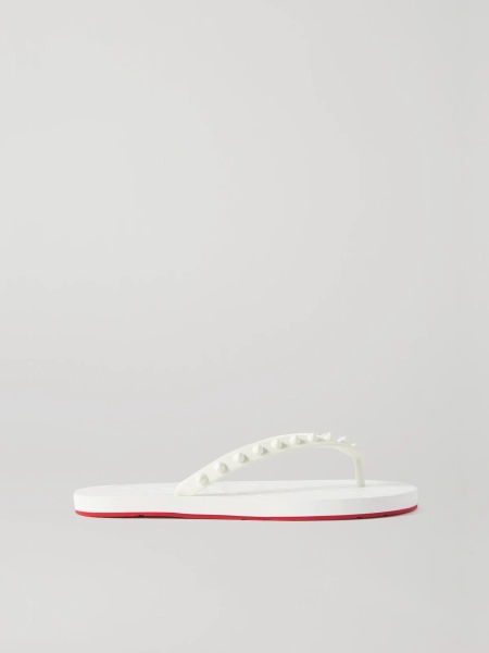 Christian Louboutin - Loubi Flip Donna Spiked Rubber Flip Flops - White