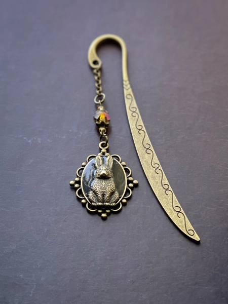 Bunny Bookmark: Bronze Rabbit Charm, Gifts for Book Lovers