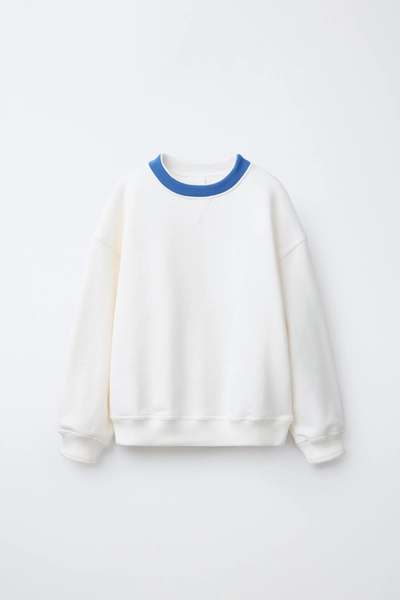 CONTRAST RIB NECK SWEATSHIRT