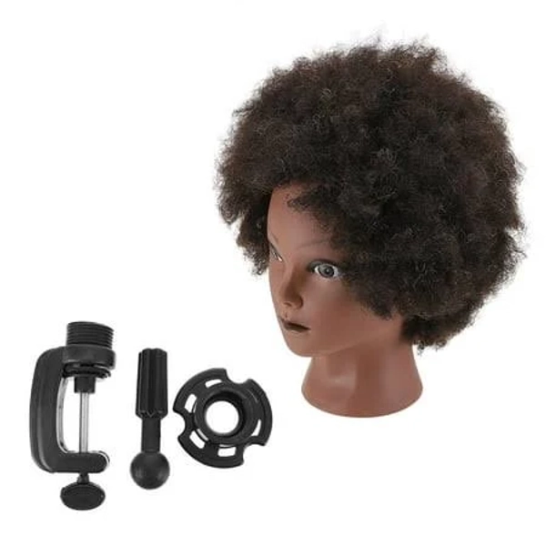 Raindrops Curly Hair Mannequin Barber Salon Mannequin Head 1Pcs, Adult Unisex, Size: Medium, Black