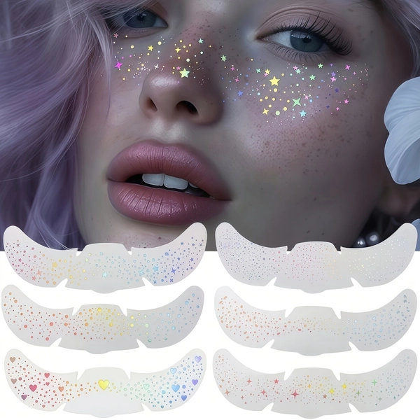 6 sheets glitter freckles holographic stickers heart freckle - Temu