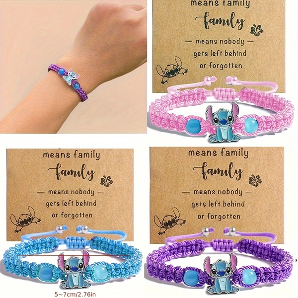 1 Disney Stitch Handwoven Bracelet, Perfect for Daily Wear and Parties – Ideal Valentine's Day Gift for Your Girlfriend