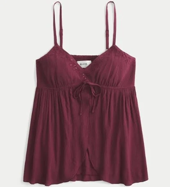 Hollister Women's Crinkle Shine Flyaway Babydoll Top