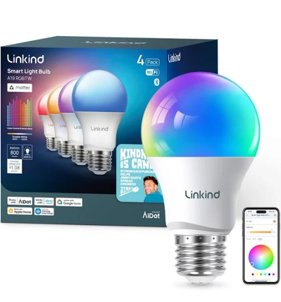 Linkind A19 Matter Smart Light Bulb Tunable White