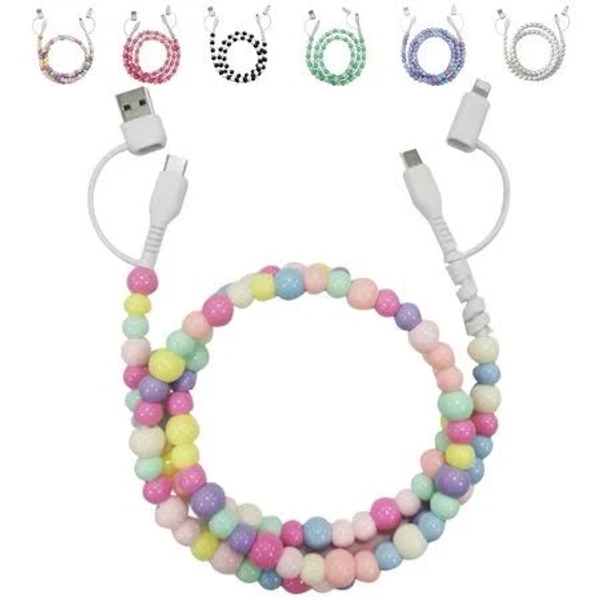 4-in-1 Beaded Charging Cord & Fast Charging Cable 66w, Beaded Charging Cords, Multipurpose Fast Phone Charger, Colorful Charger Cord, Multi Charging
