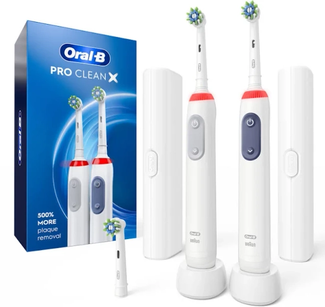 Oral-B Pro Clean Rechargeable Toothbrush 2 Pack with 3 Brush Heads