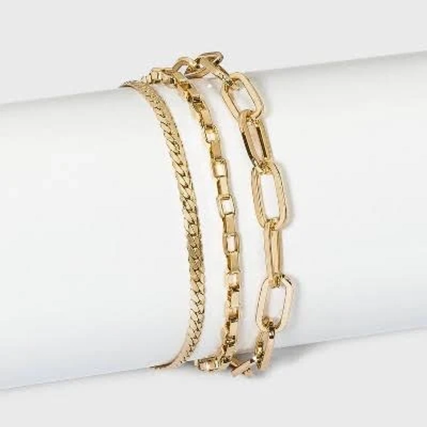 A New Day Paperclip Chain Bracelet Set