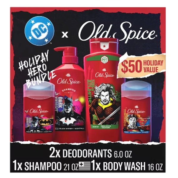 Old Spice Deodorant, Body Wash, Shampoo Holiday DC Batman Gift Set - 4pc/15.9oz