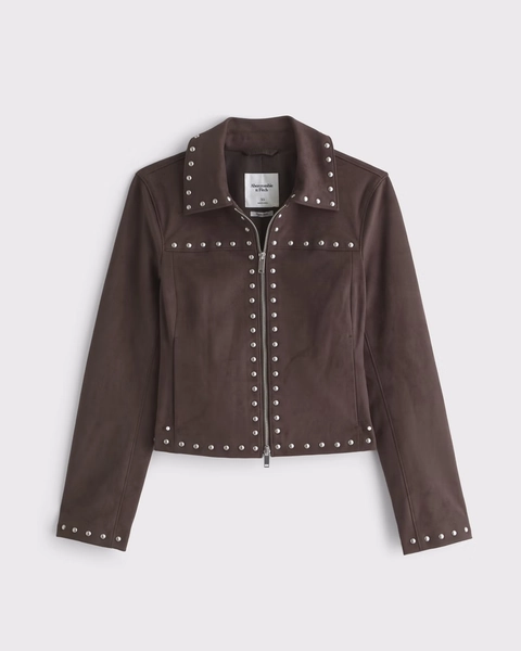 Slim Zip Vegan Suede Jacket
