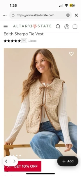 Edith Sherpa Tie Vest