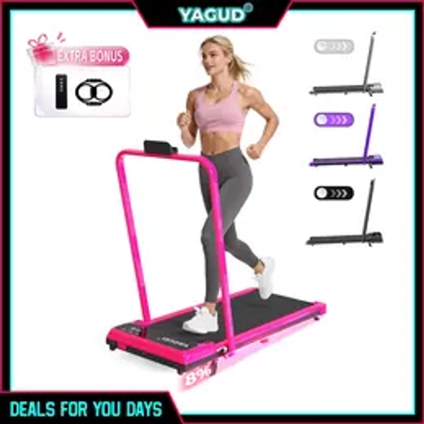 【DEALSFORYOUDAYS】 YAGUD Foldable Handrail Adjustable Incline Treadmill, Low Noise Motor Walking Pad, 265lbs Weight Capacity, Remote Control & Wheels for Easy mobility, Dual Shock Absorption System Home Gym Equipment, Home Workout Equipment