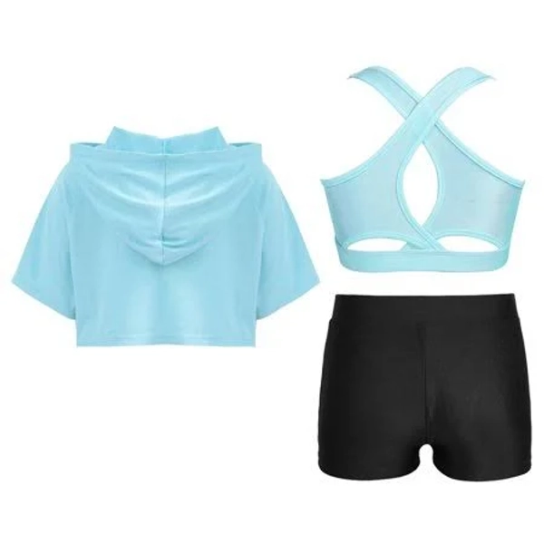 Miutii Kids Girls 3 Piece Gym Gymnastics Suit