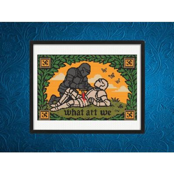 What Art We Cross Stitch Pattern, Knight Cross Pattern , Battle Scene Cross Stitch Pattern, instant pdf download
