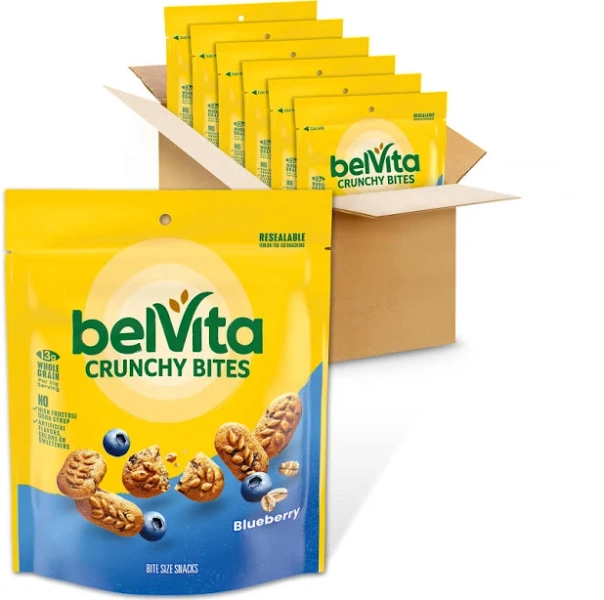Belvita Bite Size Snacks, Blueberry Crunchy Bites, 65 Oz Bags
