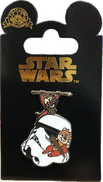 Trading Pin - Disney Disneyland Park - Star Wars Chip &amp; Dale Ewoks New