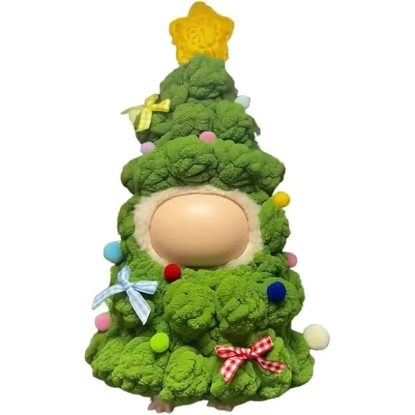 Labubu outfit, Labubu christmas outfit, Labubu clothes, Handcrafted for labubu 17 cm Doll Christmas Tree Outfit - One-Piece Green & Multicolor Poms &