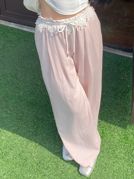 lace pink pants