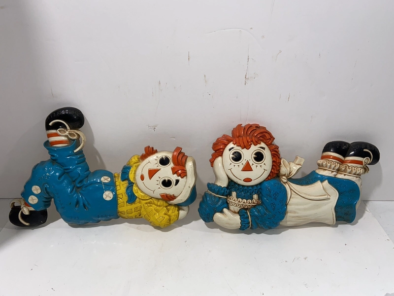Vintage Raggedy Ann and Andy Wall Decor Nursery Art Display Antique Original
