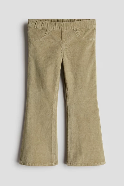 Flared Corduroy Treggings - Khaki green